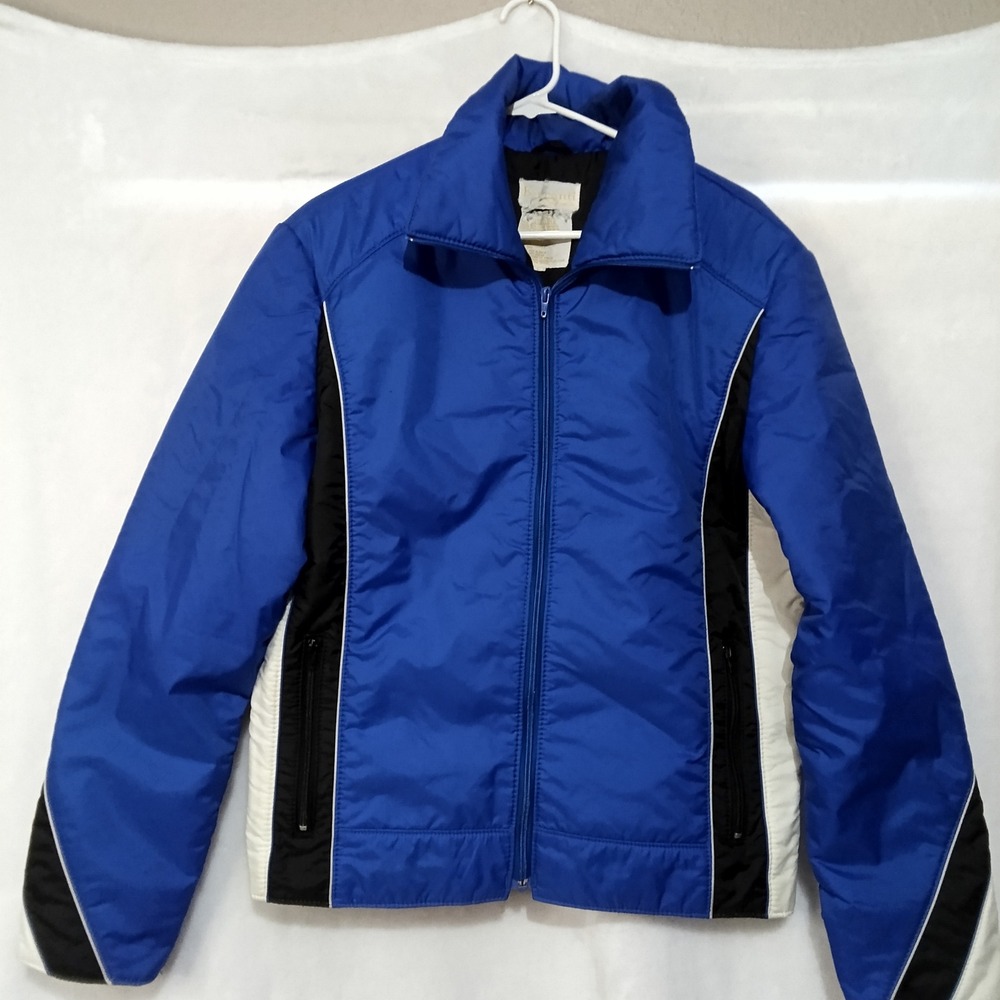 Vintage Ferranti California Blue Puffer Jacket American Eagle Flag Patch Large